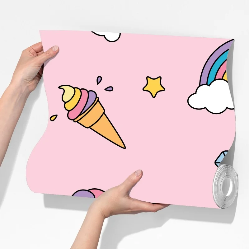 Fototapeta pastelowy wzór z jednorożcami i tęczami – Wallissimo® Fototapeta pastelowy wzór z jednorożcami i tęczami – Wallissimo®