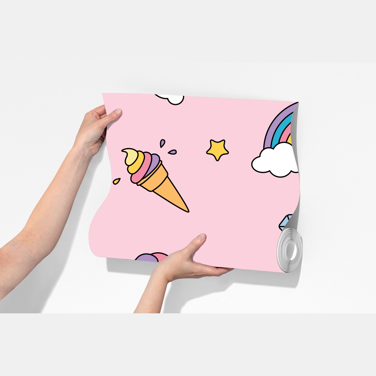 Fototapeta pastelowy wzór z jednorożcami i tęczami – Wallissimo® Fototapeta pastelowy wzór z jednorożcami i tęczami – Wallissimo®