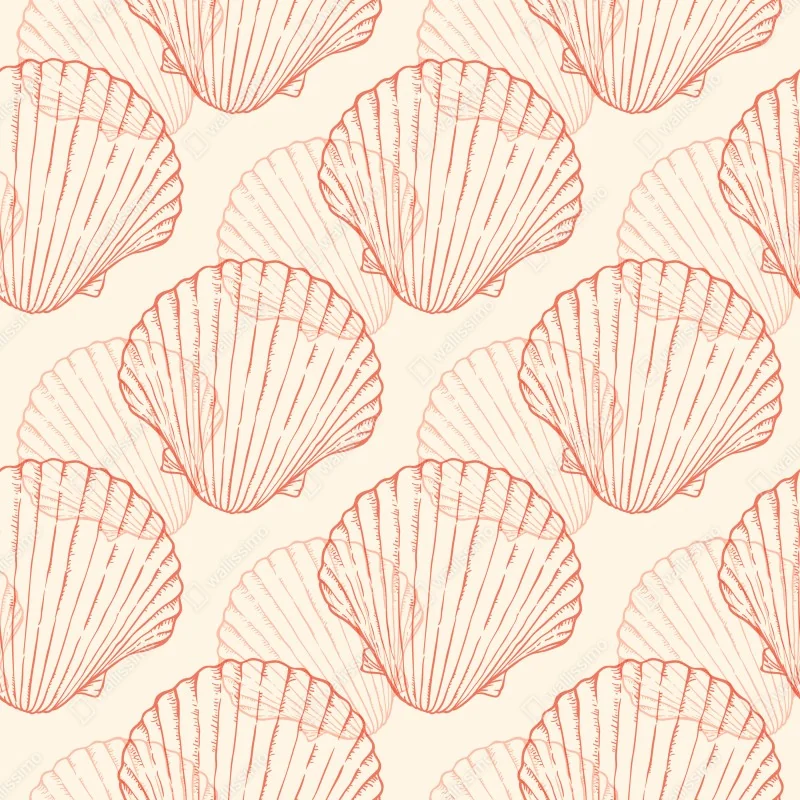 Fototapeta koralowy wzór muszli przegrzebek – Wallissimo® Fototapeta koralowy wzór muszli przegrzebek – Wallissimo®