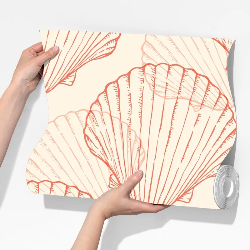 Fototapeta koralowy wzór muszli przegrzebek – Wallissimo® Fototapeta koralowy wzór muszli przegrzebek – Wallissimo®