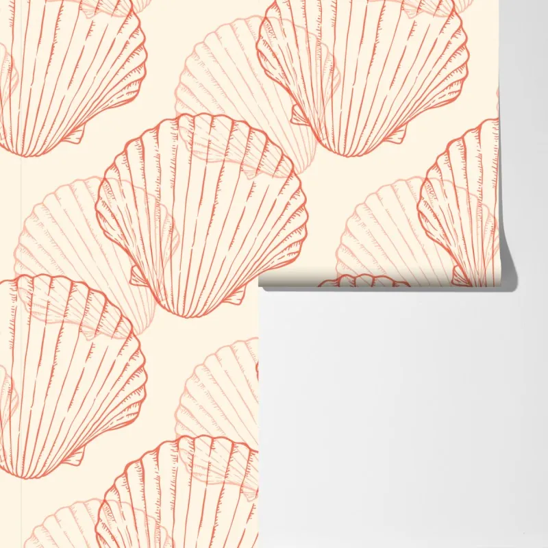 Fototapeta koralowy wzór muszli przegrzebek – Wallissimo® Fototapeta koralowy wzór muszli przegrzebek – Wallissimo®