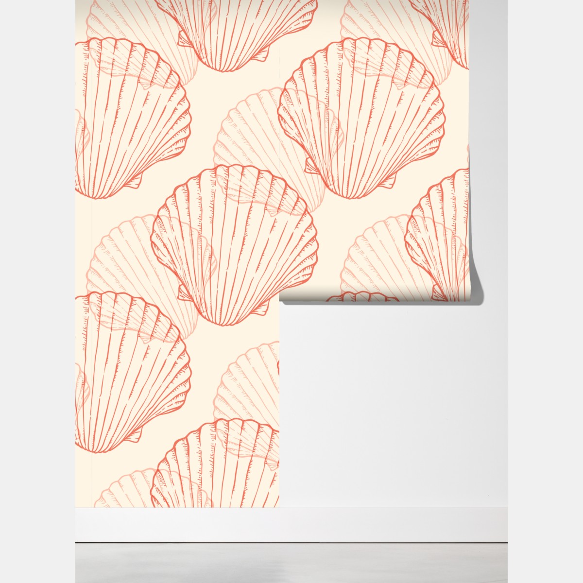 Fototapeta koralowy wzór muszli przegrzebek – Wallissimo® Fototapeta koralowy wzór muszli przegrzebek – Wallissimo®