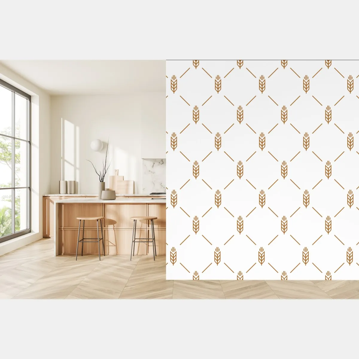 Fototapeta złoty geometryczny wzór pszenicy – Wallissimo® Fototapeta złoty geometryczny wzór pszenicy – Wallissimo®