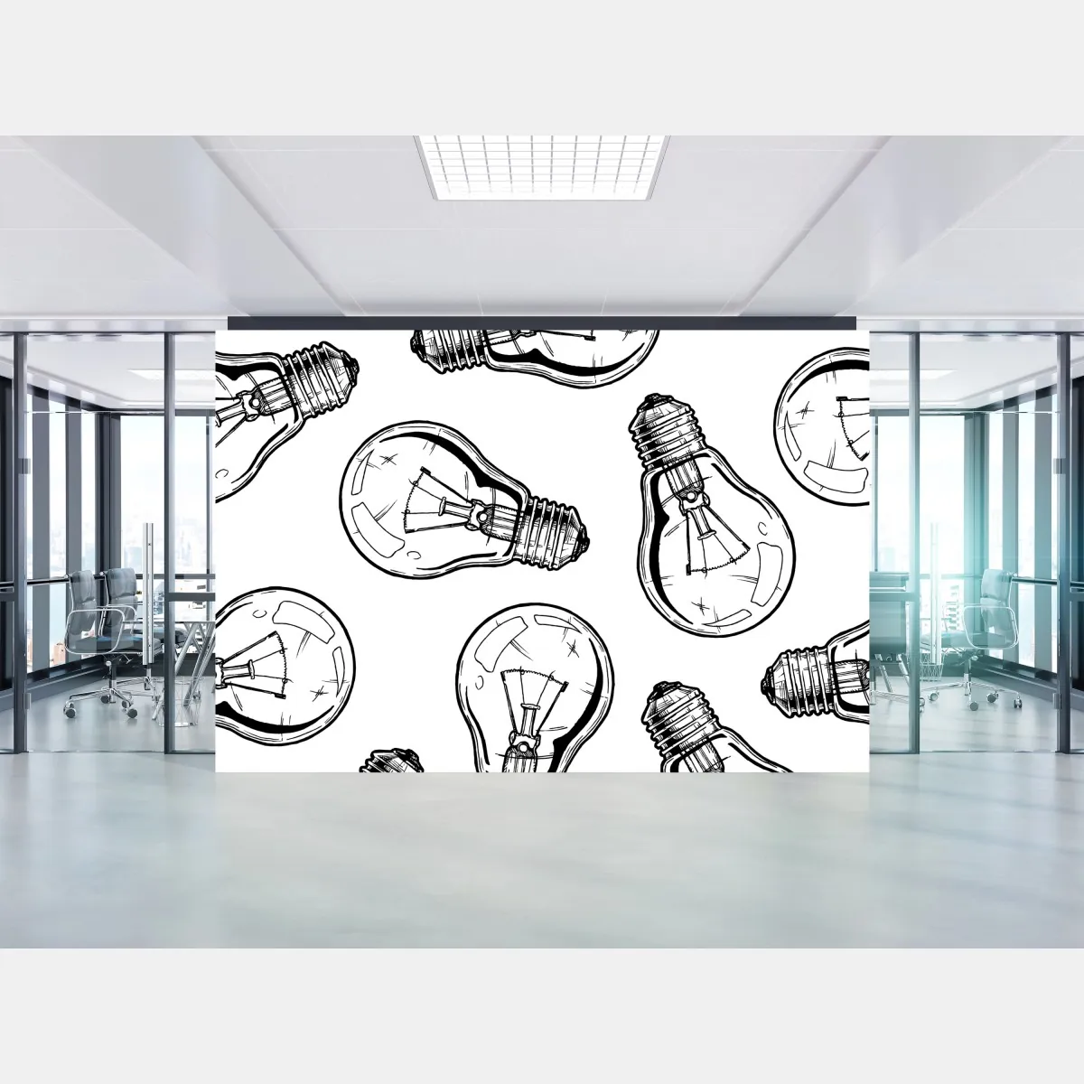 Fototapeta ręcznie rysowany wzór żarówki – Wallissimo® Fototapeta ręcznie rysowany wzór żarówki – Wallissimo®