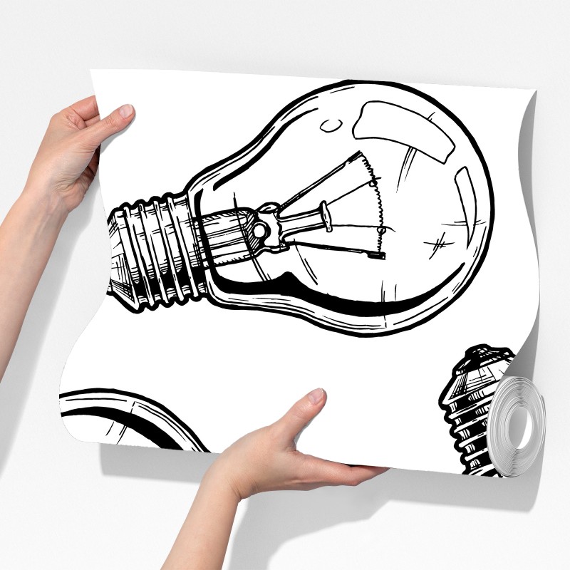 Fototapeta ręcznie rysowany wzór żarówki – Wallissimo® Fototapeta ręcznie rysowany wzór żarówki – Wallissimo®