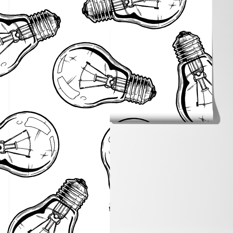 Fototapeta ręcznie rysowany wzór żarówki – Wallissimo® Fototapeta ręcznie rysowany wzór żarówki – Wallissimo®