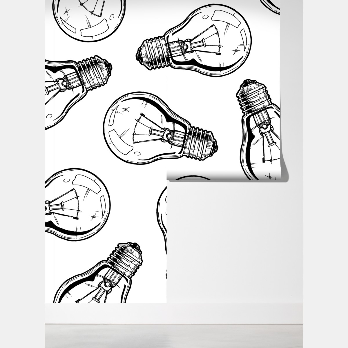 Fototapeta ręcznie rysowany wzór żarówki – Wallissimo® Fototapeta ręcznie rysowany wzór żarówki – Wallissimo®