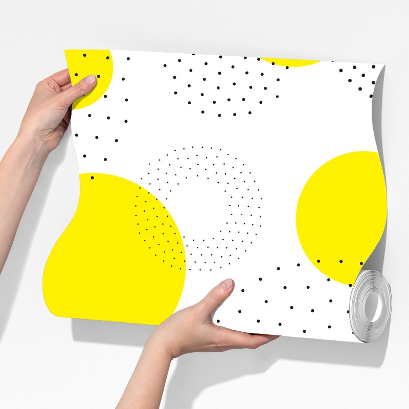 Fototapeta jasny żółty wzór w kropki do pokoju – Wallissimo® Fototapeta jasny żółty wzór w kropki do pokoju – Wallissimo®