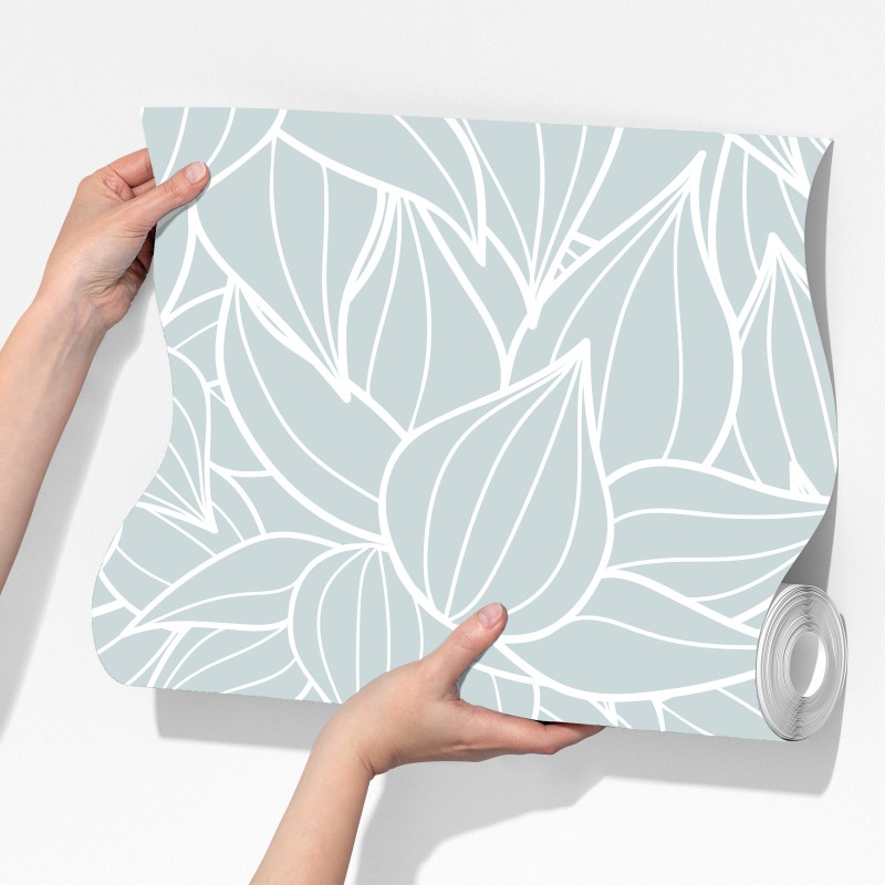 Fototapeta delikatny turkusowy wzór liści – Wallissimo® Fototapeta delikatny turkusowy wzór liści – Wallissimo®