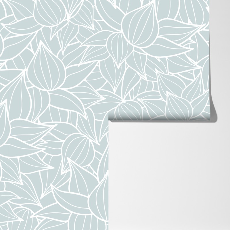 Fototapeta delikatny turkusowy wzór liści – Wallissimo® Fototapeta delikatny turkusowy wzór liści – Wallissimo®