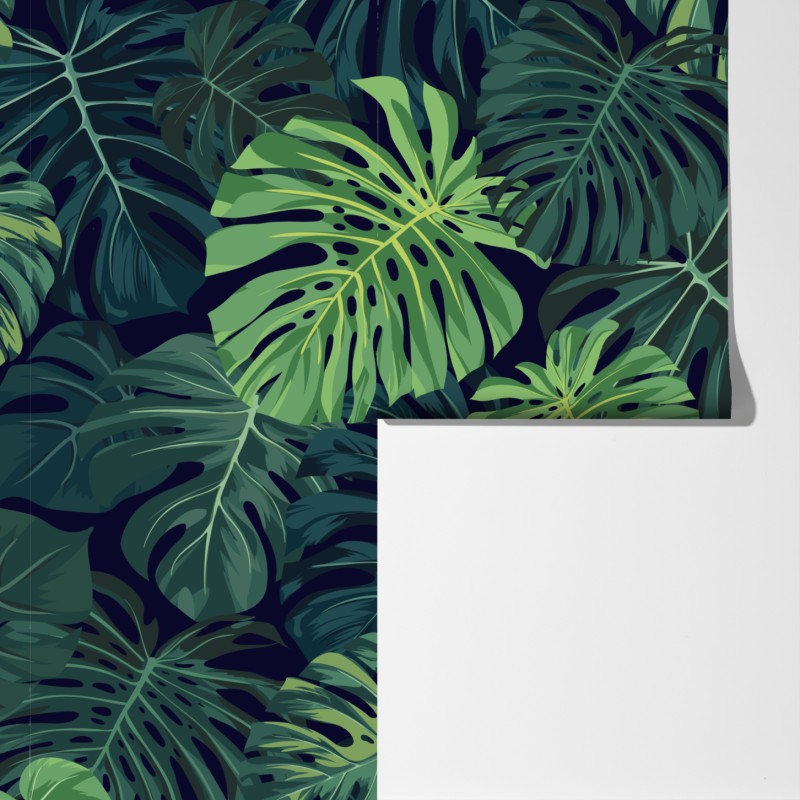 Fototapeta wzór z tropikalnymi liśćmi monstera – Wallissimo® Fototapeta wzór z tropikalnymi liśćmi monstera – Wallissimo®