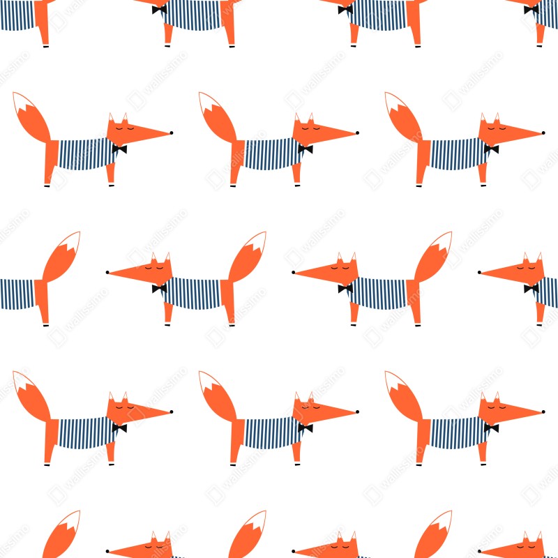 Fototapeta uroczy pasiasty wzór z lisem – Wallissimo® Fototapeta uroczy pasiasty wzór z lisem – Wallissimo®