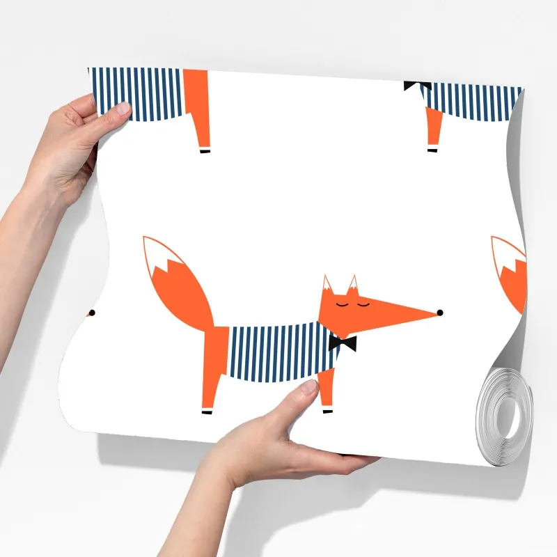 Fototapeta uroczy pasiasty wzór z lisem – Wallissimo® Fototapeta uroczy pasiasty wzór z lisem – Wallissimo®