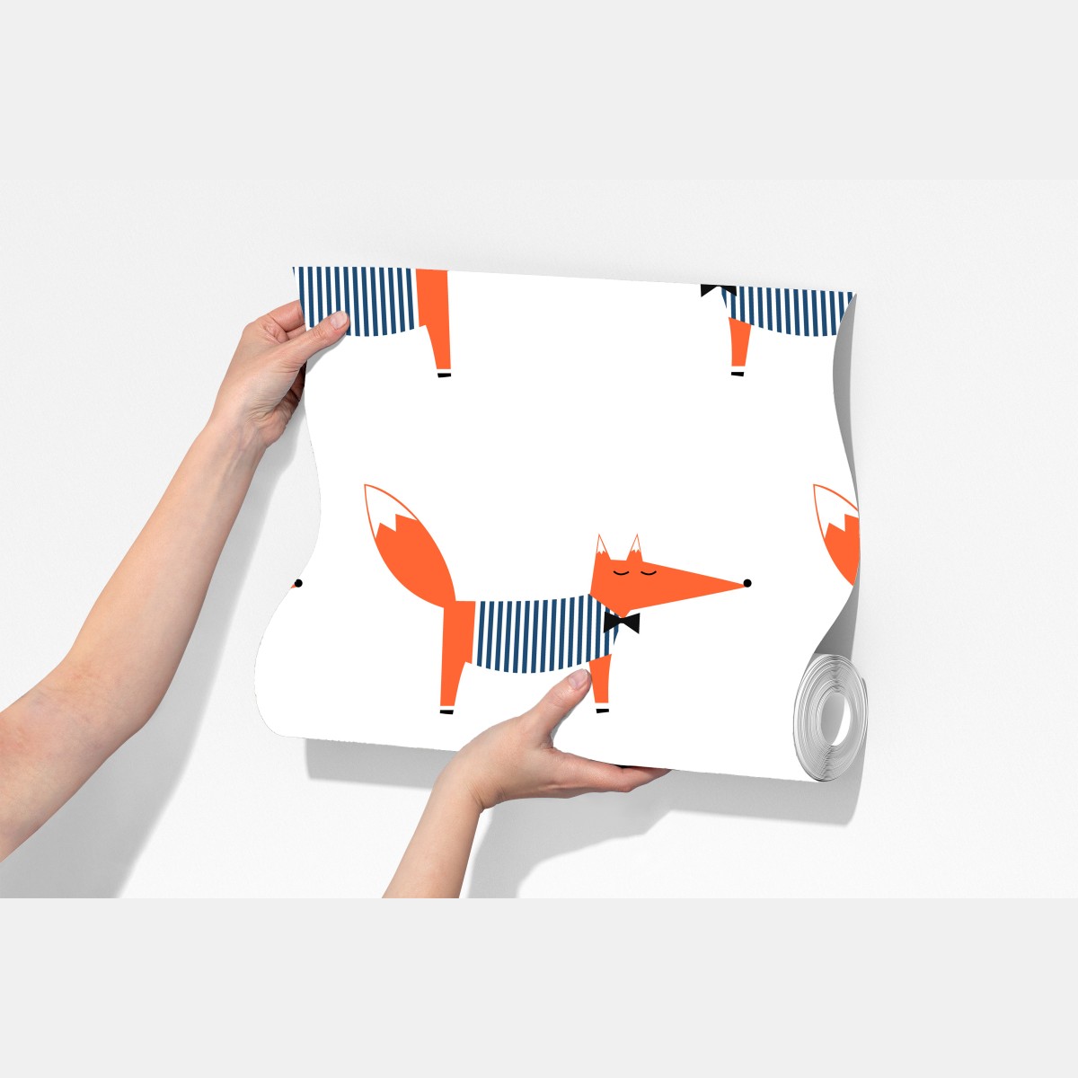 Fototapeta uroczy pasiasty wzór z lisem – Wallissimo® Fototapeta uroczy pasiasty wzór z lisem – Wallissimo®