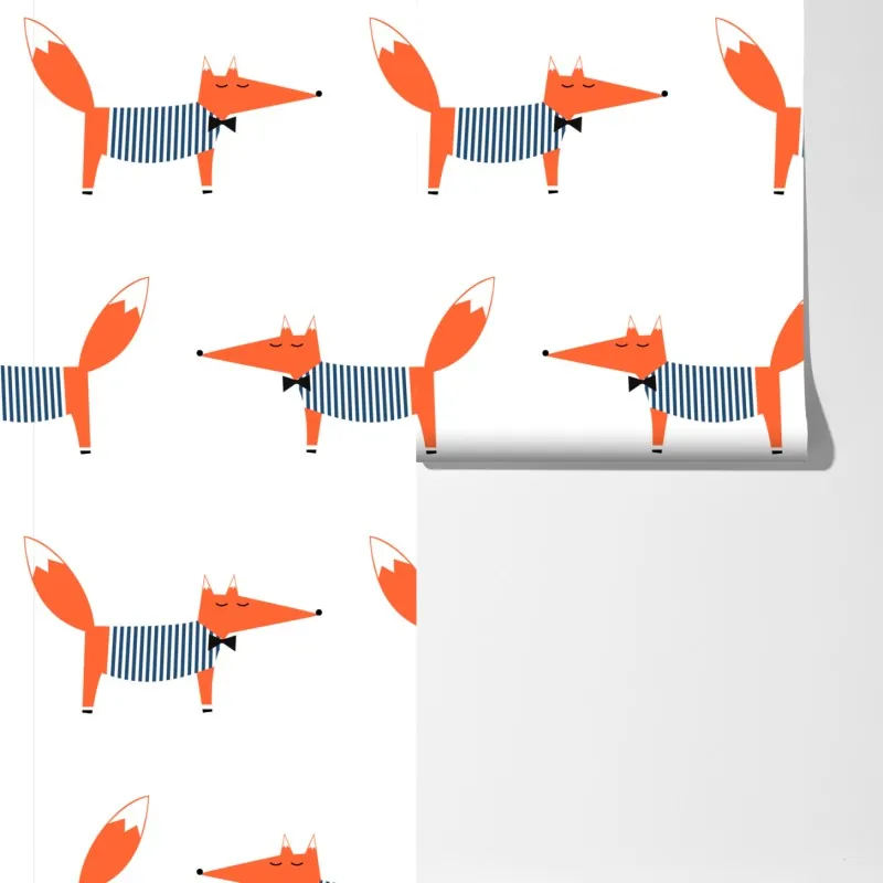 Fototapeta uroczy pasiasty wzór z lisem – Wallissimo® Fototapeta uroczy pasiasty wzór z lisem – Wallissimo®