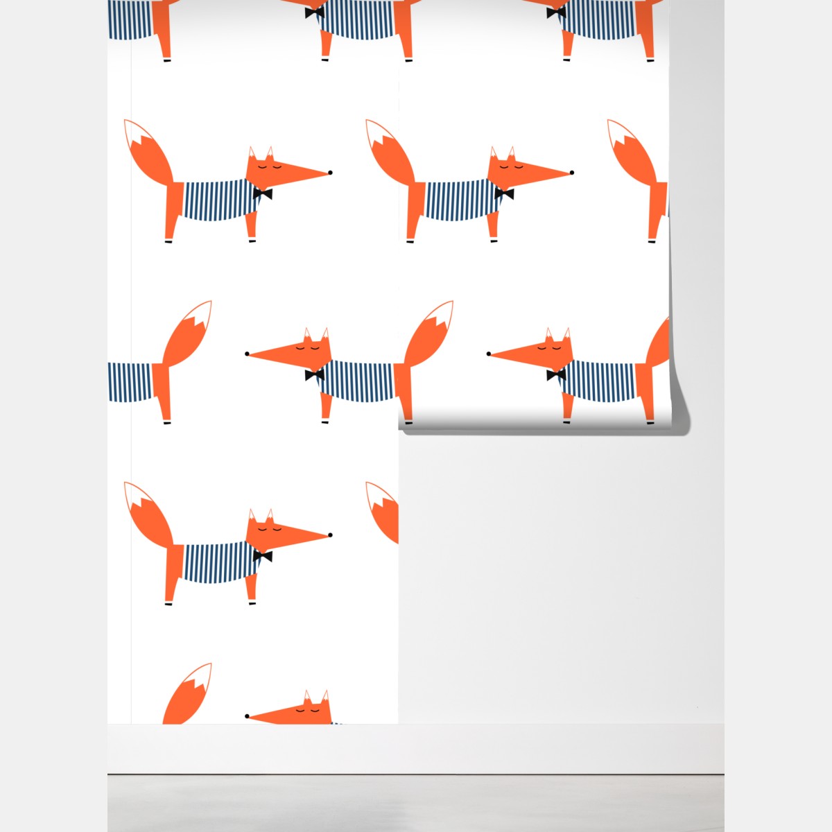 Fototapeta uroczy pasiasty wzór z lisem – Wallissimo® Fototapeta uroczy pasiasty wzór z lisem – Wallissimo®