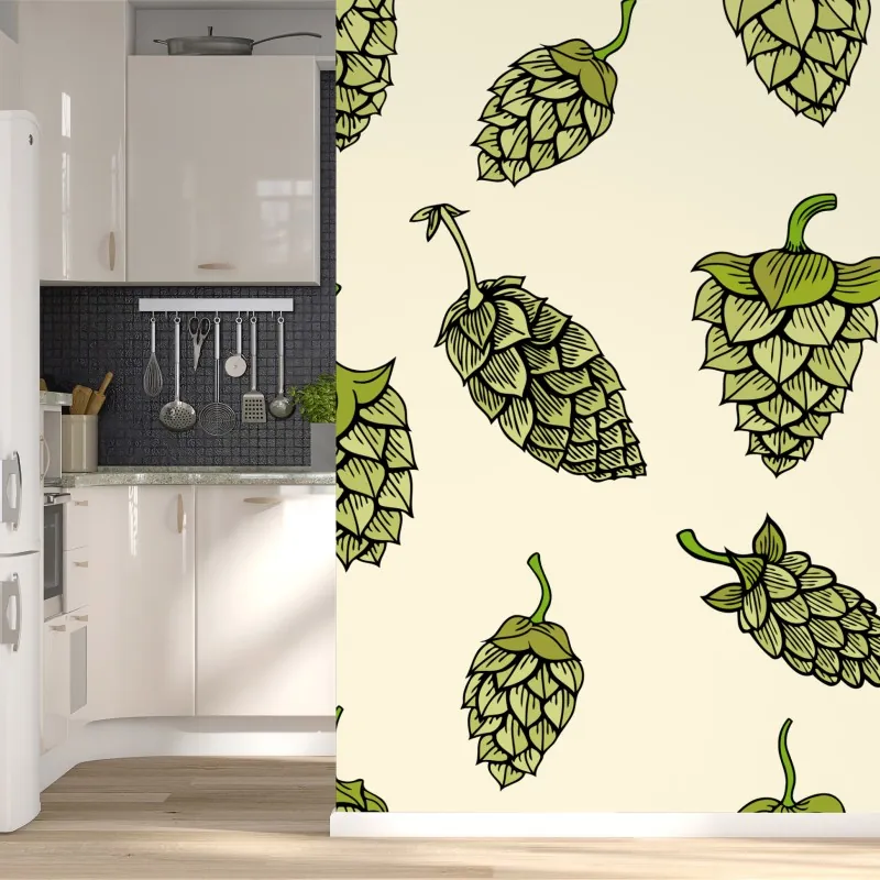 Fototapeta ręcznie rysowany wzór chmielu