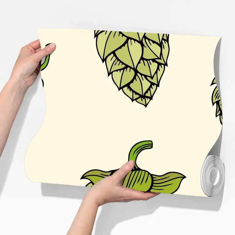 Fototapeta ręcznie rysowany wzór chmielu – Wallissimo® Fototapeta ręcznie rysowany wzór chmielu – Wallissimo®