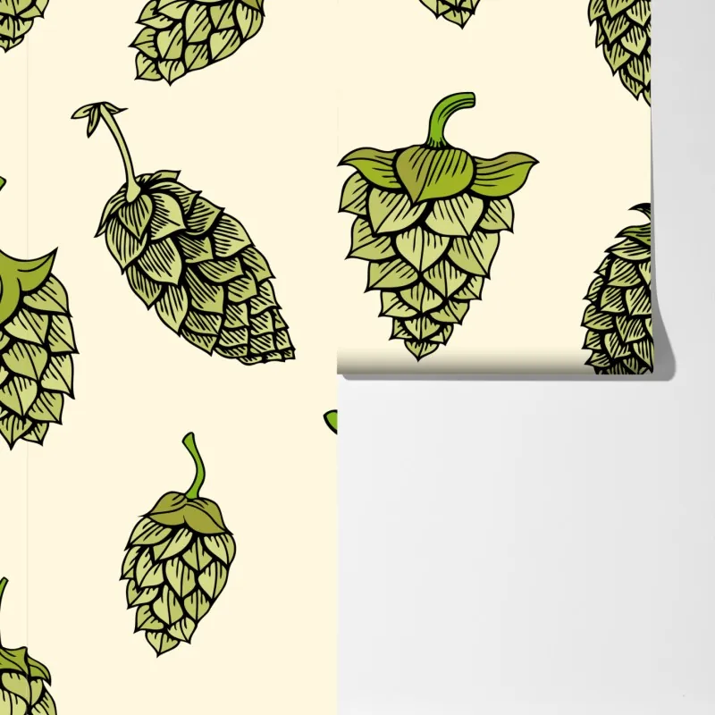 Fototapeta ręcznie rysowany wzór chmielu – Wallissimo® Fototapeta ręcznie rysowany wzór chmielu – Wallissimo®