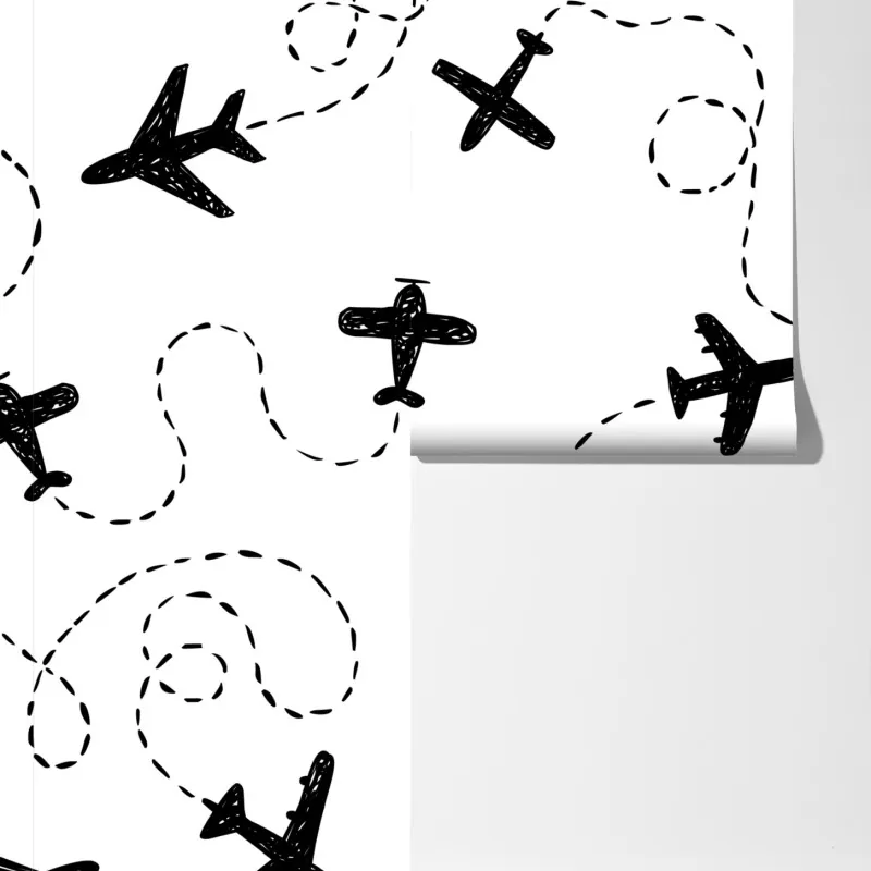 Fototapeta ręcznie rysowany wzór samolotów – Wallissimo® Fototapeta ręcznie rysowany wzór samolotów – Wallissimo®