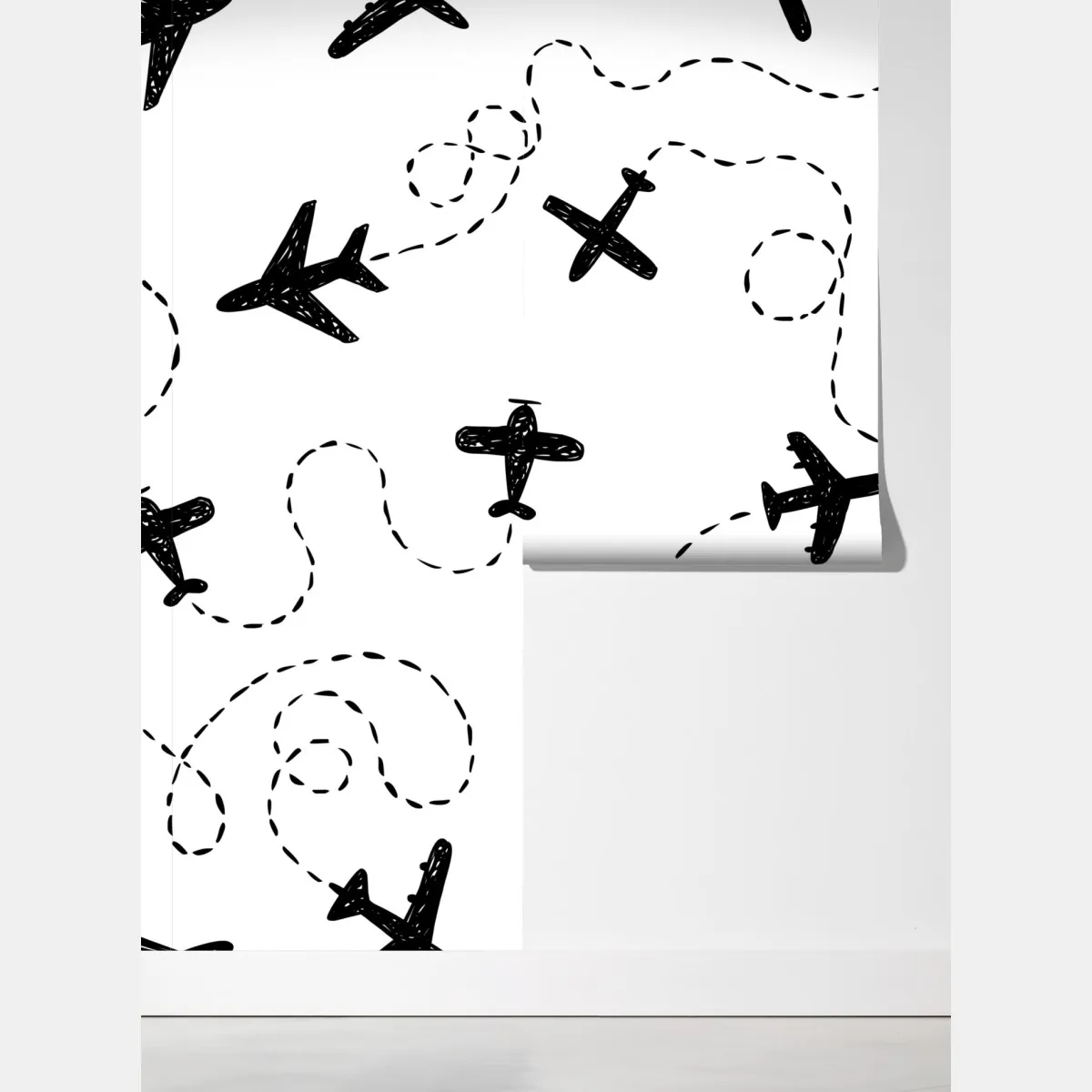 Fototapeta ręcznie rysowany wzór samolotów – Wallissimo® Fototapeta ręcznie rysowany wzór samolotów – Wallissimo®