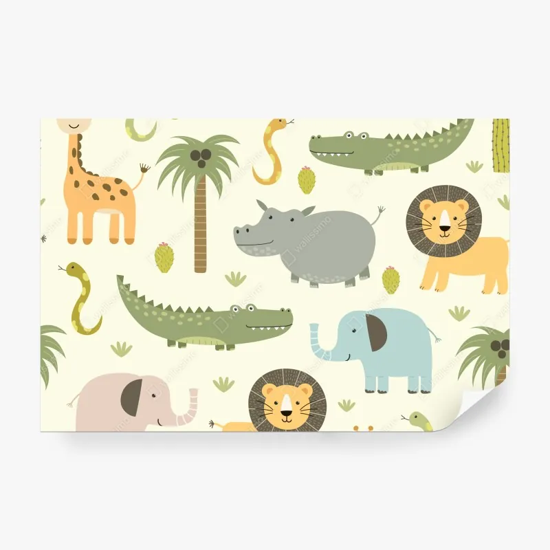 Fototapeta pastelowy wzór zwierząt safari