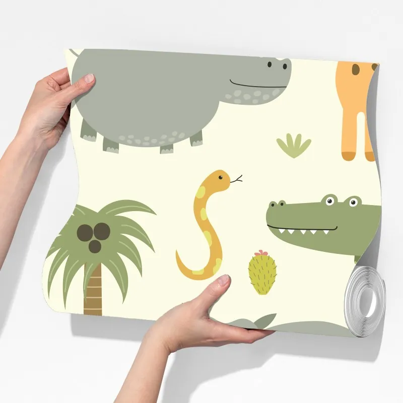 Fototapeta pastelowy wzór zwierząt safari – Wallissimo® Fototapeta pastelowy wzór zwierząt safari – Wallissimo®