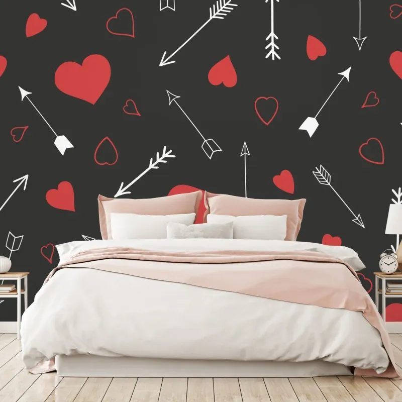 Fototapeta wzór czerwonych serc i strzał