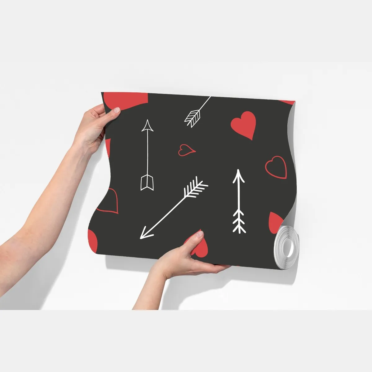 Fototapeta wzór czerwonych serc i strzał – Wallissimo® Fototapeta wzór czerwonych serc i strzał – Wallissimo®