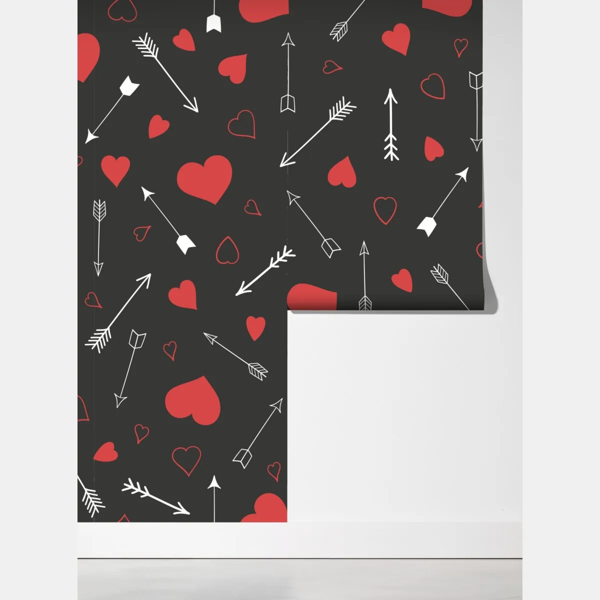 Fototapeta wzór czerwonych serc i strzał – Wallissimo® Fototapeta wzór czerwonych serc i strzał – Wallissimo®