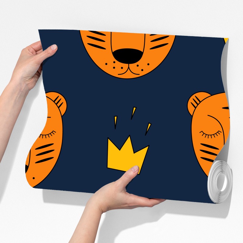 Fototapeta zabawny wzór z tygrysami do pokoju dziecięcego – Wallissimo® Fototapeta zabawny wzór z tygrysami do pokoju dziecięcego – Wallissimo®