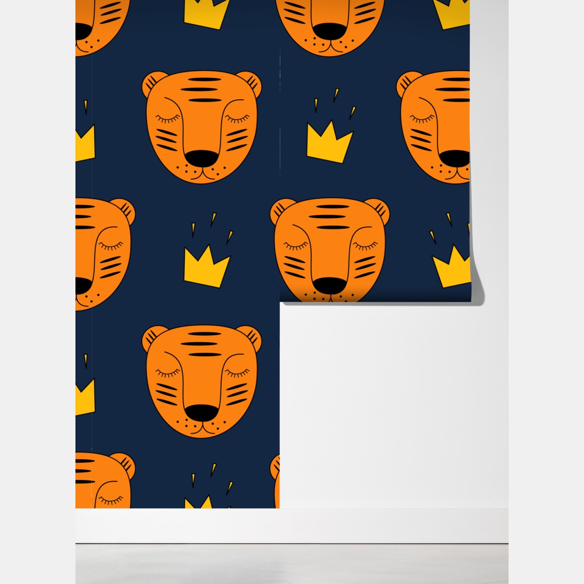 Fototapeta zabawny wzór z tygrysami do pokoju dziecięcego – Wallissimo® Fototapeta zabawny wzór z tygrysami do pokoju dziecięcego – Wallissimo®