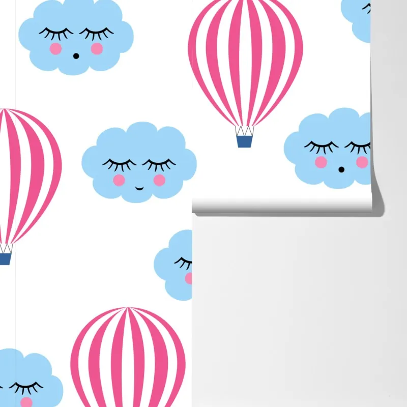 Fototapeta pastelowe chmury i balony wzór – Wallissimo® Fototapeta pastelowe chmury i balony wzór – Wallissimo®