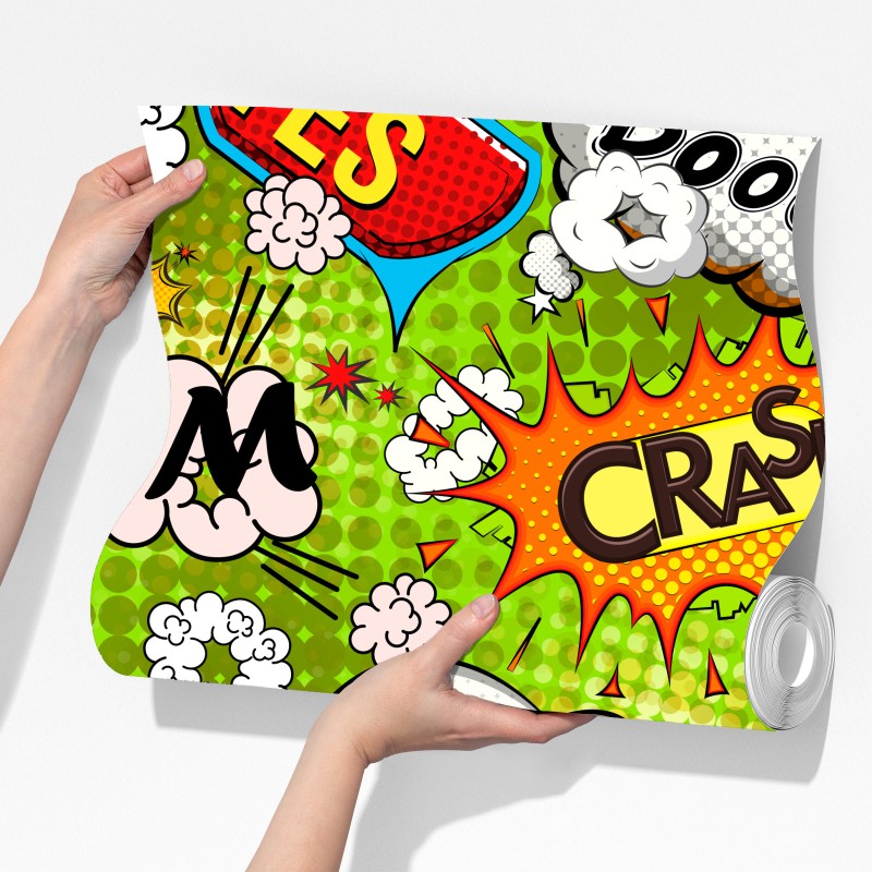 Fototapeta żywy kolaż komiksowy w stylu pop-art – Wallissimo® Fototapeta żywy kolaż komiksowy w stylu pop-art – Wallissimo®