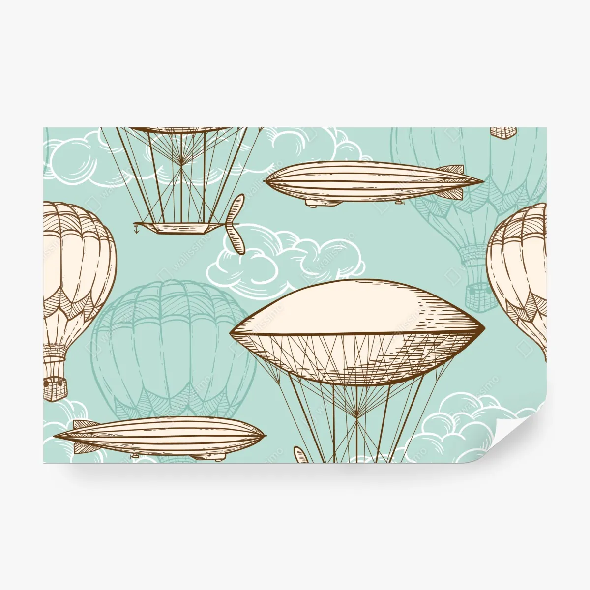 Fototapeta wzór ze starymi sterowcami i balonami – Wallissimo® Fototapeta wzór ze starymi sterowcami i balonami – Wallissimo®