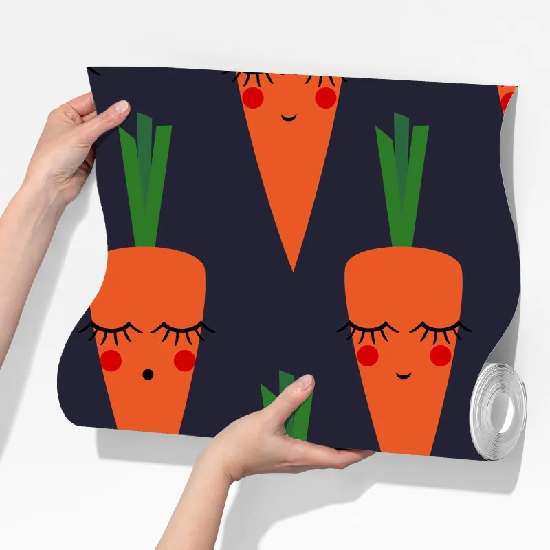 Fototapeta słodki wzór marchewki dla dzieci – Wallissimo® Fototapeta słodki wzór marchewki dla dzieci – Wallissimo®