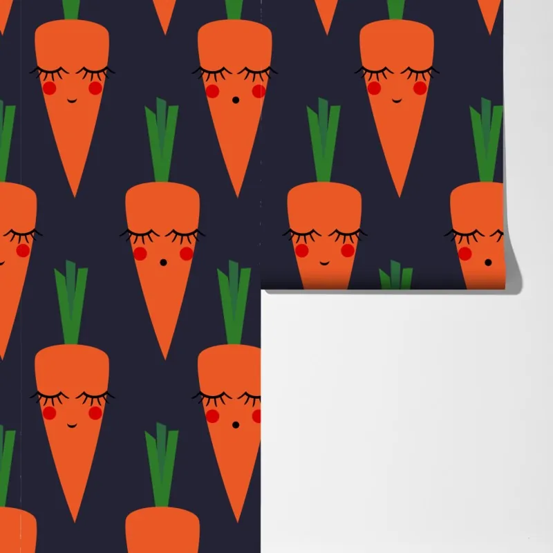 Fototapeta słodki wzór marchewki dla dzieci – Wallissimo® Fototapeta słodki wzór marchewki dla dzieci – Wallissimo®