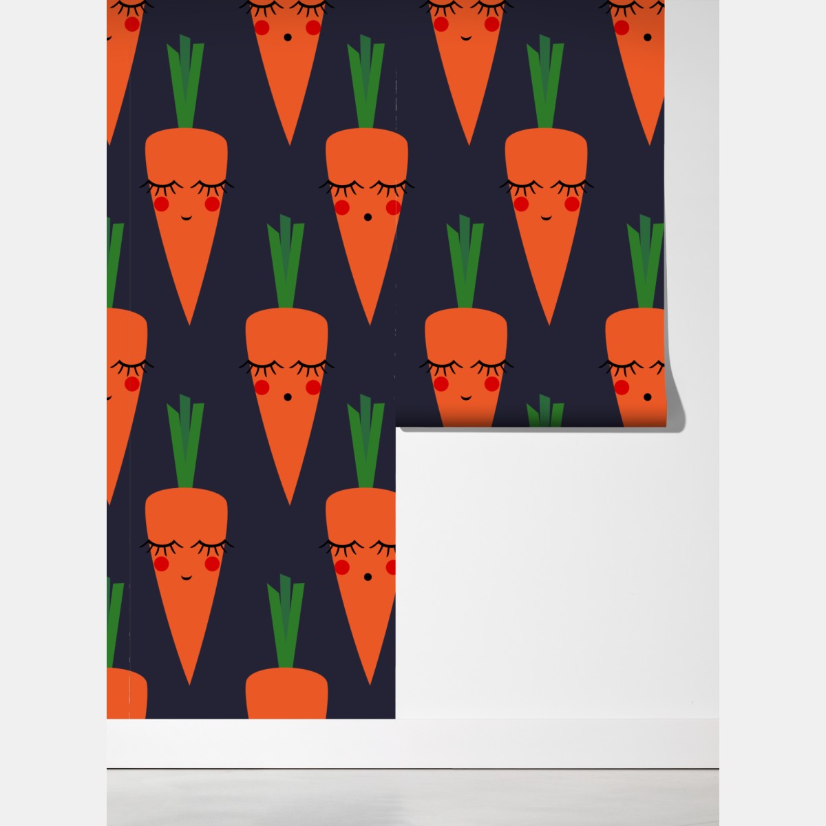 Fototapeta słodki wzór marchewki dla dzieci – Wallissimo® Fototapeta słodki wzór marchewki dla dzieci – Wallissimo®