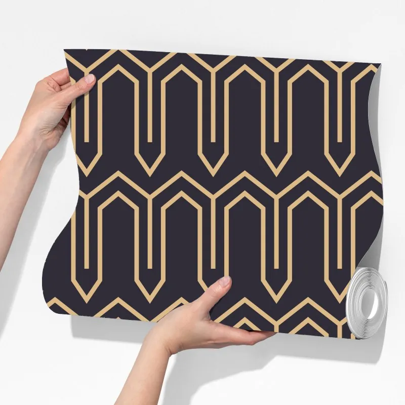 Fototapeta art deco geometryczny wzór w złocie na czarnym tle – Wallissimo® Fototapeta art deco geometryczny wzór w złocie na czarnym tle – Wallissimo®