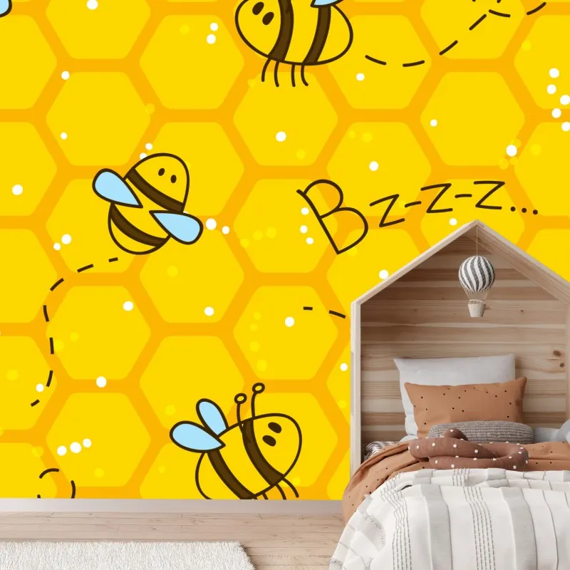 Fototapeta uroczy wzór z pszczołami i plastrem miodu – Wallissimo® Fototapeta uroczy wzór z pszczołami i plastrem miodu – Wallissimo®