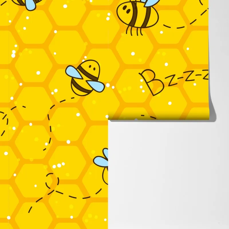 Fototapeta uroczy wzór z pszczołami i plastrem miodu – Wallissimo® Fototapeta uroczy wzór z pszczołami i plastrem miodu – Wallissimo®