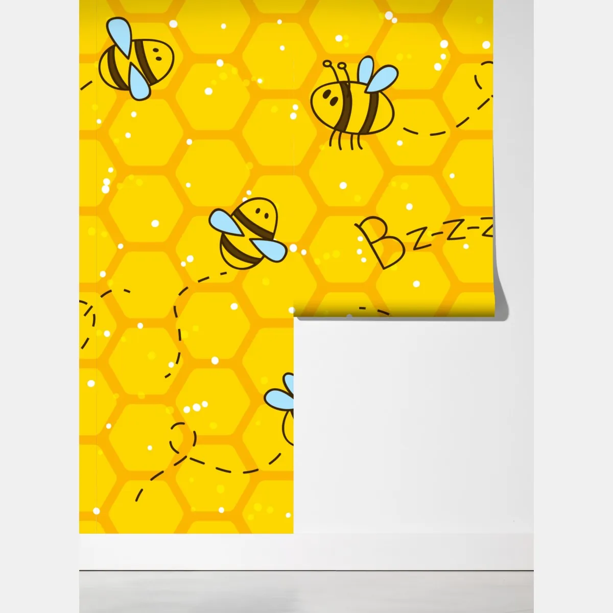 Fototapeta uroczy wzór z pszczołami i plastrem miodu – Wallissimo® Fototapeta uroczy wzór z pszczołami i plastrem miodu – Wallissimo®