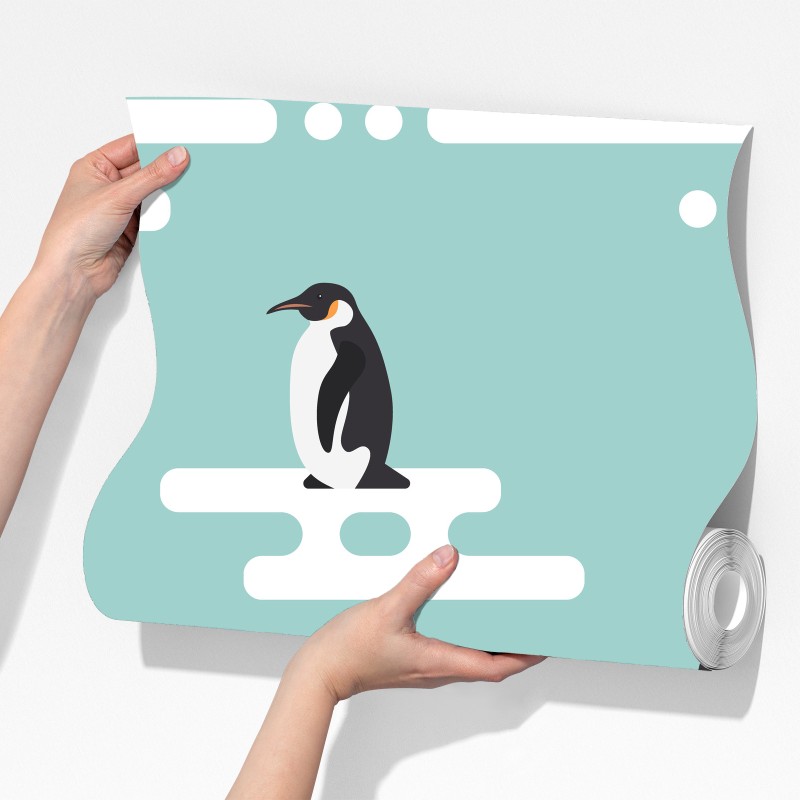 Fototapeta uroczy wzór z pingwinami w pastelowym turkusie – Wallissimo® Fototapeta uroczy wzór z pingwinami w pastelowym turkusie – Wallissimo®