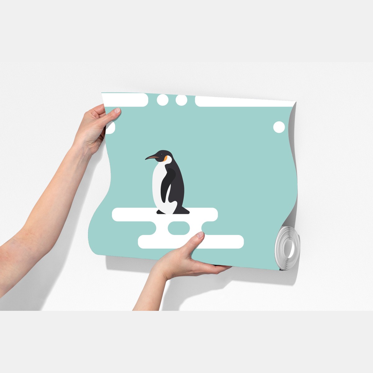Fototapeta uroczy wzór z pingwinami w pastelowym turkusie – Wallissimo® Fototapeta uroczy wzór z pingwinami w pastelowym turkusie – Wallissimo®