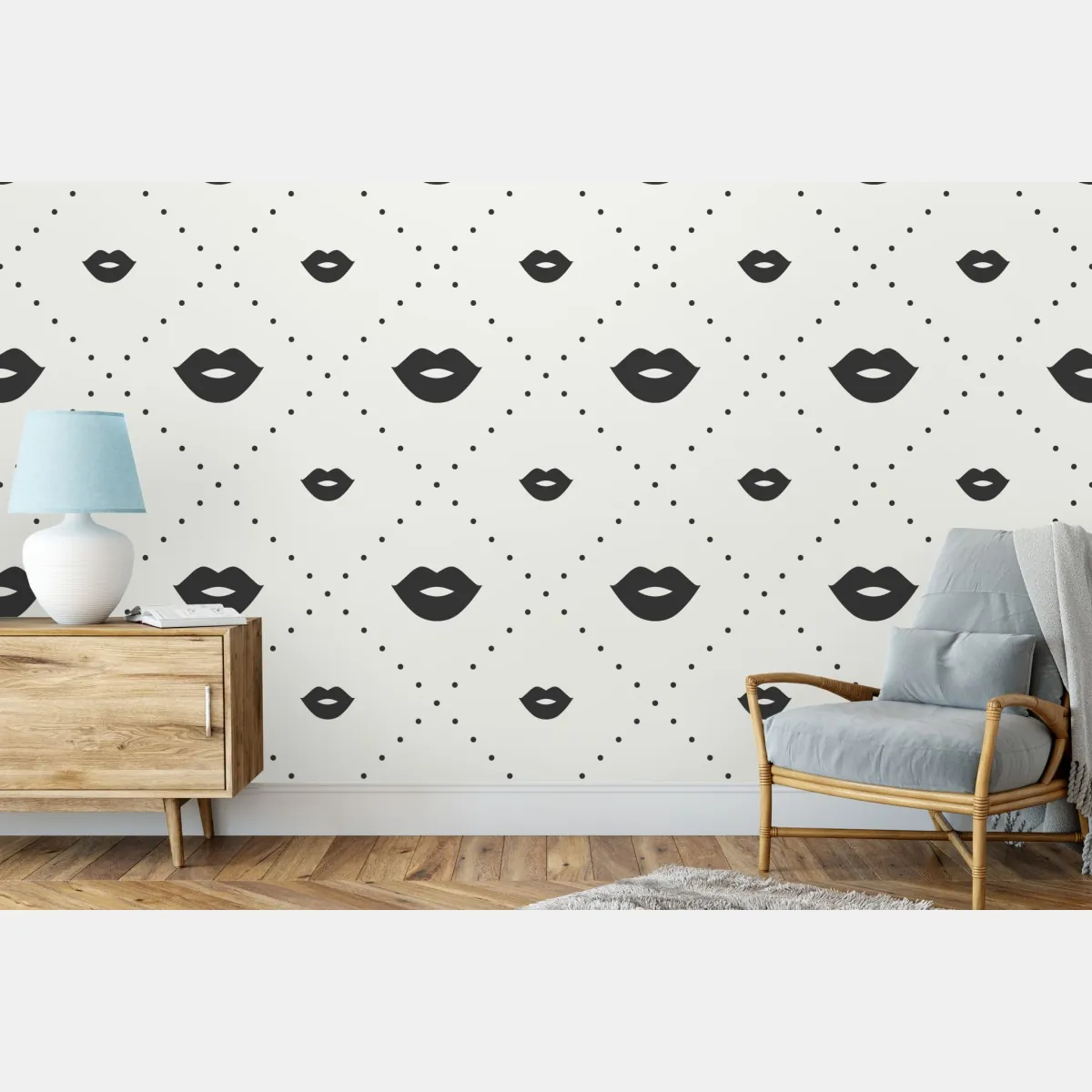 Fototapeta minimalistyczny monochromatyczny wzór ust – Wallissimo® Fototapeta minimalistyczny monochromatyczny wzór ust – Wallissimo®