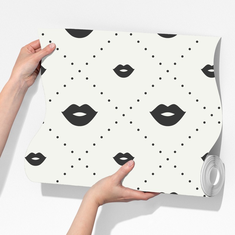 Fototapeta minimalistyczny monochromatyczny wzór ust – Wallissimo® Fototapeta minimalistyczny monochromatyczny wzór ust – Wallissimo®