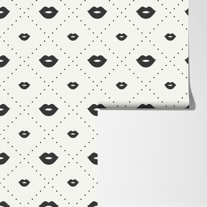 Fototapeta minimalistyczny monochromatyczny wzór ust – Wallissimo® Fototapeta minimalistyczny monochromatyczny wzór ust – Wallissimo®