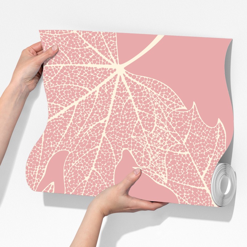 Fototapeta delikatny różowy wzór liści – Wallissimo® Fototapeta delikatny różowy wzór liści – Wallissimo®