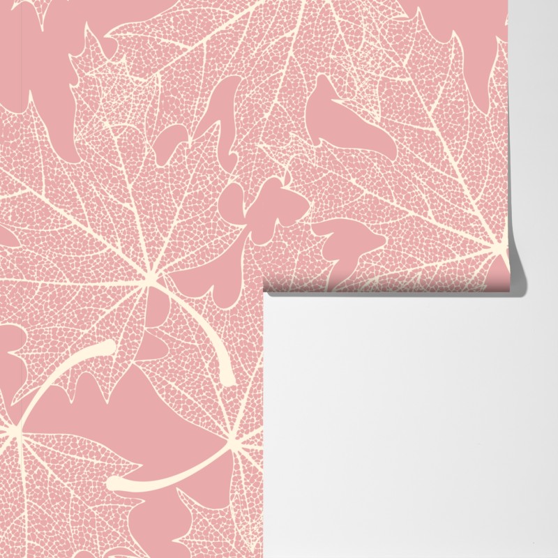 Fototapeta delikatny różowy wzór liści – Wallissimo® Fototapeta delikatny różowy wzór liści – Wallissimo®