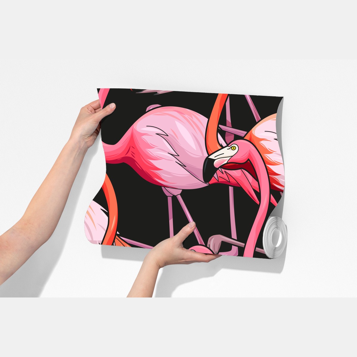 Fototapeta różowy wzór z flamingami na czarnym tle – Wallissimo® Fototapeta różowy wzór z flamingami na czarnym tle – Wallissimo®